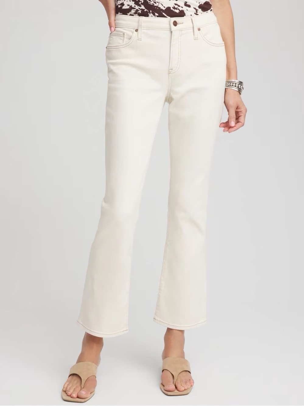 Chico’s So Slimming Girlfriend Kick Flare Crop Jeans Sea Salt Size 2 (US 12) NWT